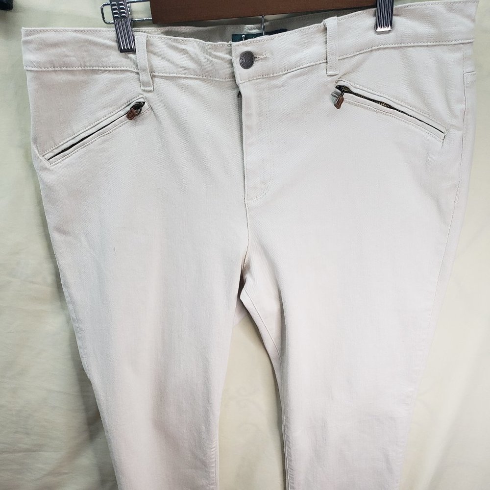 LRL Lauren Jean Women Stretch Bootcut White Size 16